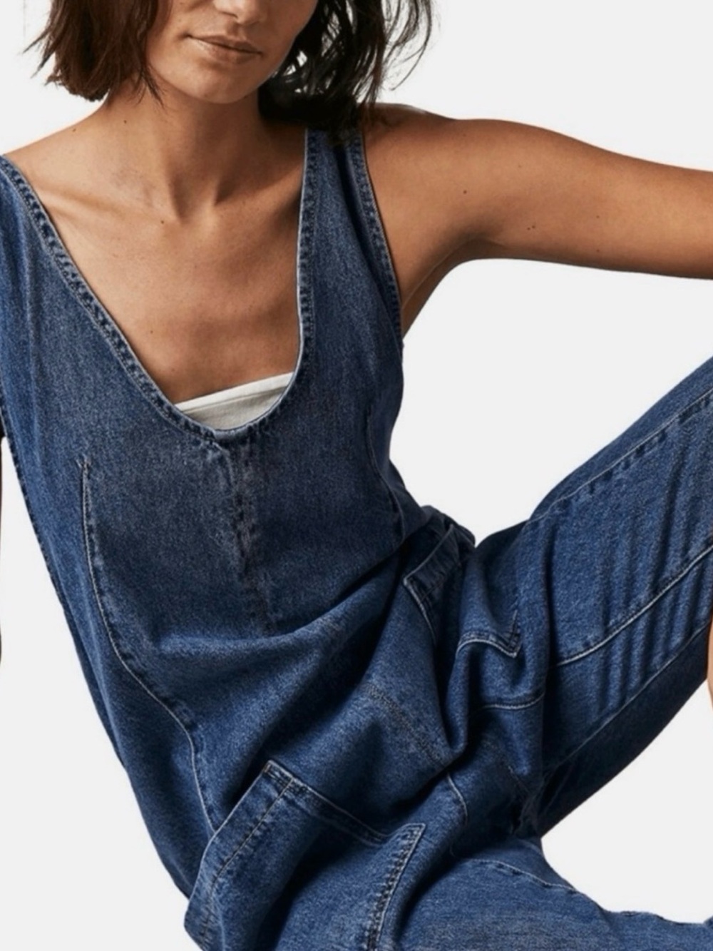 We The Free People XS Denim Chic overalls ( ADORE) NWOT - Picture 5 of 9